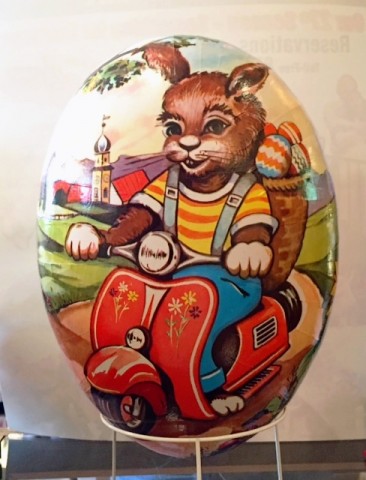 Traditional Motif Paper Mache Easter Egg - Bunny on Motorbike - TEMPORARILY OUT OF STOCK